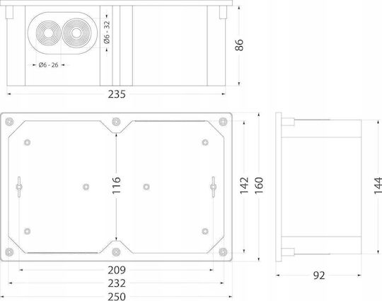 Кутия Facade P T Hermetic Ppt-eh251 Ik10 Ip65 С Пластмасов Капак 64.251