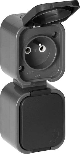 Orno Double External Waterproof Power Socket with Grey Lid