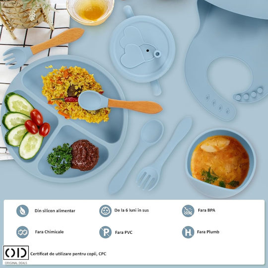 Set de masă din silicon albastru 6 buc