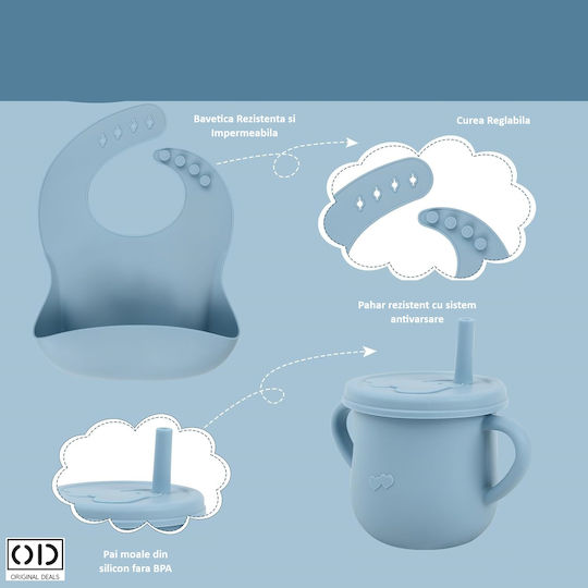 Set de masă din silicon albastru 6 buc