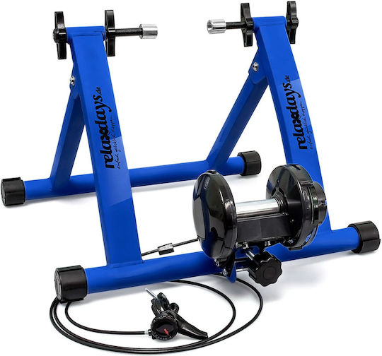 Relaxdays Turbo Trainer de Ciclism 6 Niveluri de Rezistență Albastru Negru 48x38x55 Cm