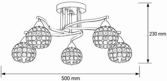 Elmark Ceiling Mount Light 50cm Silver with Socket E14