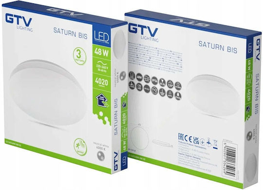 Gtv Таванна плафониера за баня 47.5см с интегриран LED