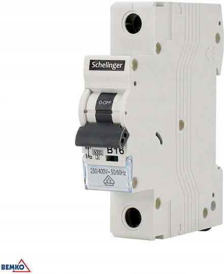 Bemko Automatischer Leistungsschalter 16A Monopolar AC/DC A02-G8-1P-C16
