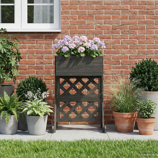 vidaXL Garden Wooden Gray Flower Pot 48x30x70.5cm