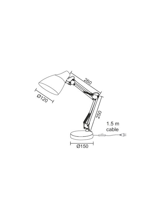 Aca Kingston Schreibtischlampe mit klappbarem Arm für Fassung E27 in Blau Farbe