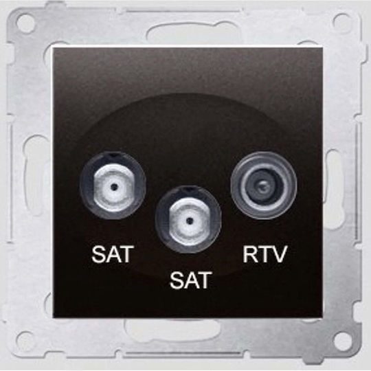 Kontakt-Simon TV-Antennensteckdose für Fernseher und Satellit Grundlegend in Grau Farbe DASK2.01/48
