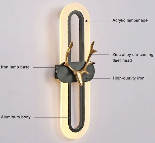 Ph206 Modern Wall Lamp with Integrated LED and Warm White Light 50x17cm
