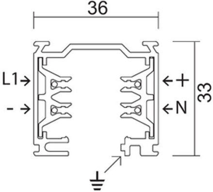 Elektrische Schiene 1-Phasen Quadrat Dim 3m Schwarz 2-iv7520-30-30