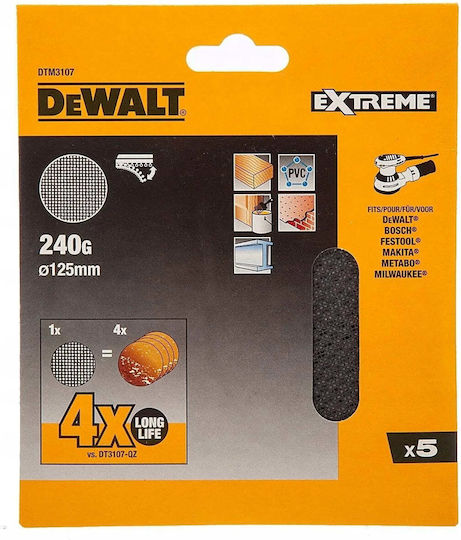 Dewalt Disc Plasă de Șlefuire 125 P240 5 Bucăți