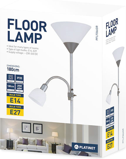 Platinet Lampadare De Podea Înălțime 180cm Cu Dulie Pentru Bec E27 Gri