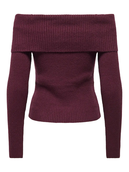 Women's Blouse Off-Shoulder Long Sleeve Burgundy
