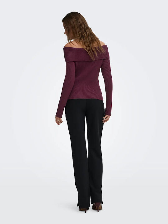 Women's Blouse Off-Shoulder Long Sleeve Burgundy