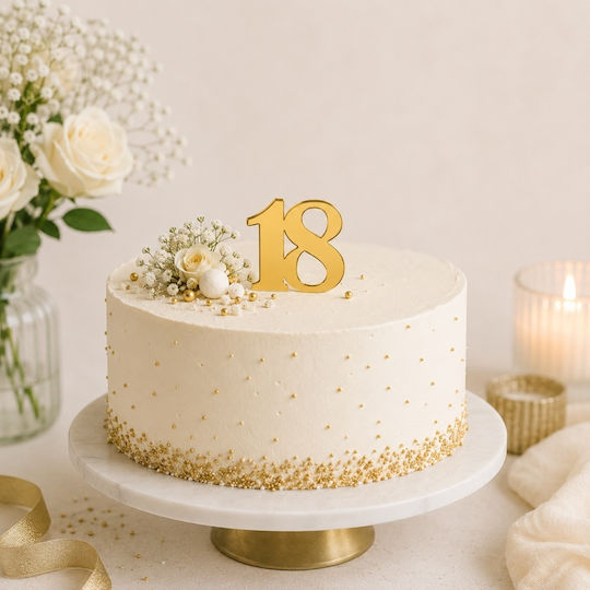 Acrylic Cake Topper "18" Thick Gold Model 7 Cm Lumea