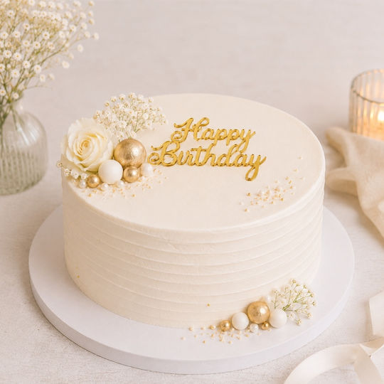 Acrylic Cake Topper "happy Birthday" Gold Model 9 Cm Lumea