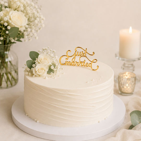 Acrylic Cake Topper "just Married" Gold Model 10 Cm Lumea