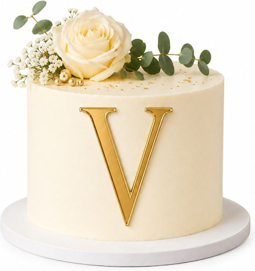 Acrylic Cake Topper Letter V Gold Model 9 Cm Lumea