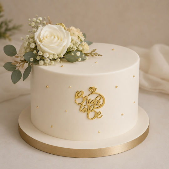Acrylic Cake Topper "bride To Be" Diamond Gold Model 8 Cm Lumea