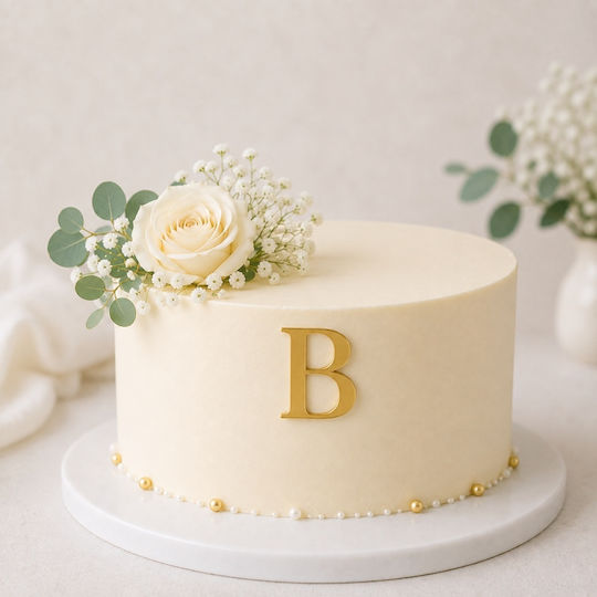 Acrylic Cake Topper Letter B Gold Model 9 Cm Lumea