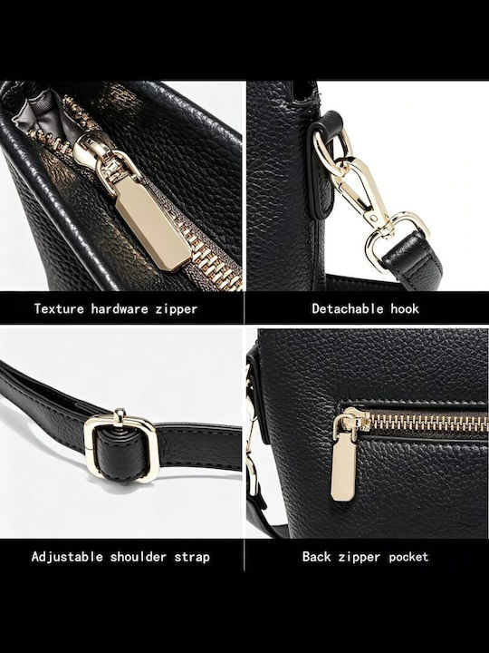 Leder Damen Handtasche Crossbody Schulter Schwarz