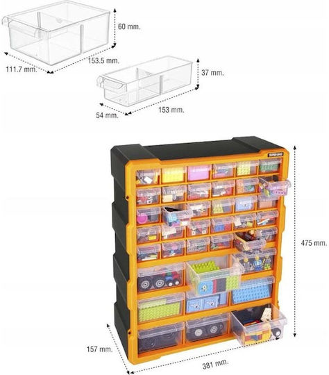 Vorel Συρταριέρα Εργαλείων Plastic with 39 Drawers W47.5xD38xH16cm