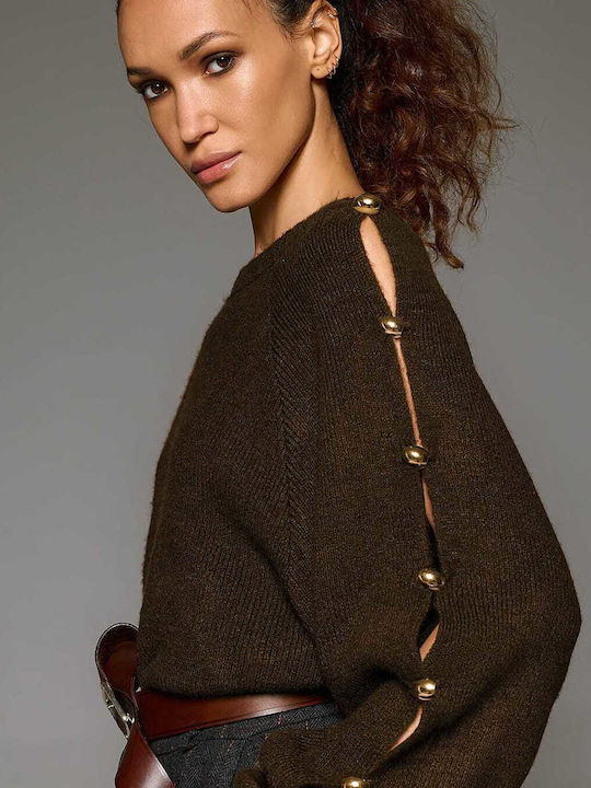 Tailor Made Knitwear Bluza Damă Mânecă Lungă Maro