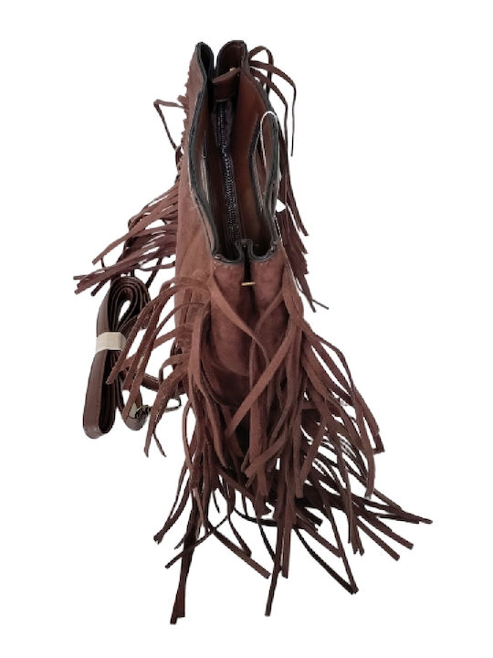 Knitted Women's Shoulder Crossbody Bag Suede Brown
