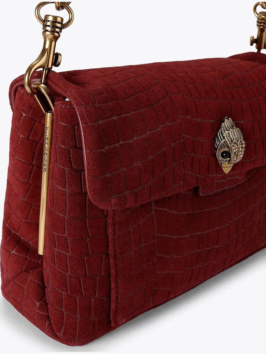 Geantă de Umăr Dama din Piele Întoarsă Burgundy