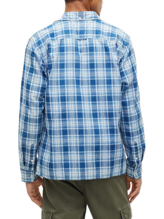 Tommy Hilfiger Long Sleeve Shirt in Regular Fit Checked Blue