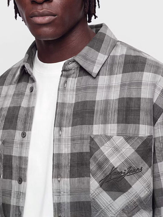 Long Sleeve Flannel Shirt in Oversized Fit, Checked Multicolour