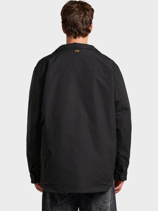Utility Long Sleeve Overshirt in Slim Fit Black