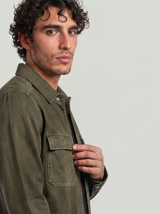 Cămașă Overshirt Din Denim cu Mânecă Lungă, Croială Regular Fit, Kaki