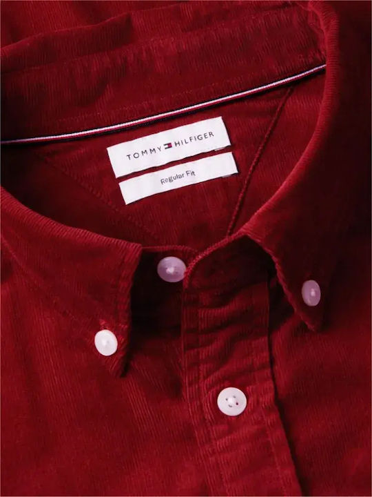 Long Sleeve Corduroy Slim Fit Shirt Red