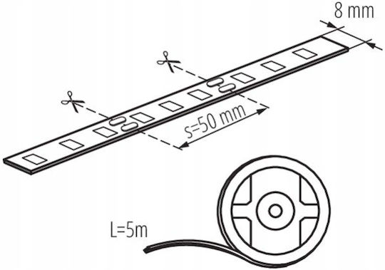 Kanlux Waterproof 12V LED Strip Natural White Light 5m