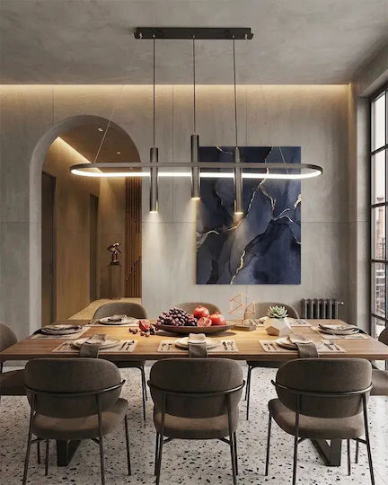 Atman Black LED Pendant Ceiling Light with Adjustable Warm to Cool White Light 100x26cm