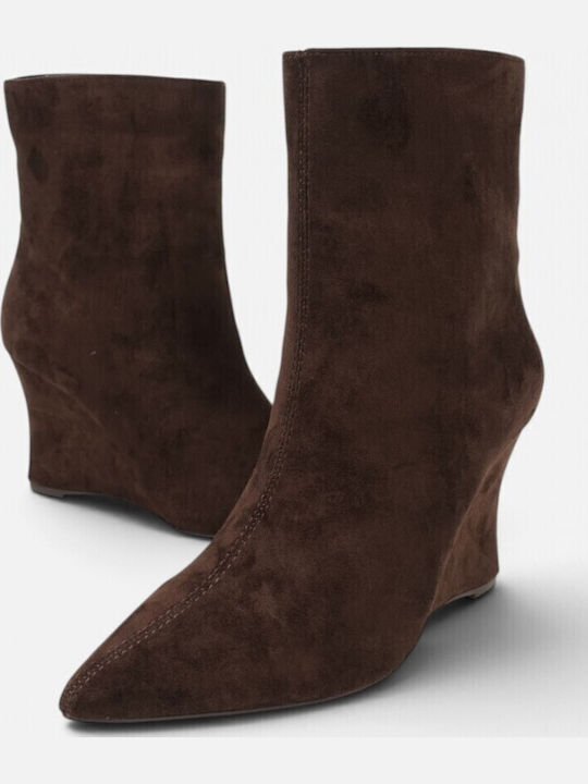 Wildleder Stiefeletten Damen mit Plattform Braun