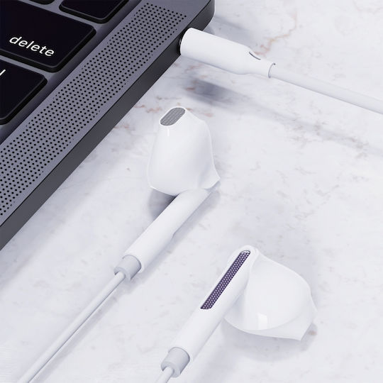 L14 Earbuds Handsfree Ακουστικά με Βύσμα 3.5mm Λευκό