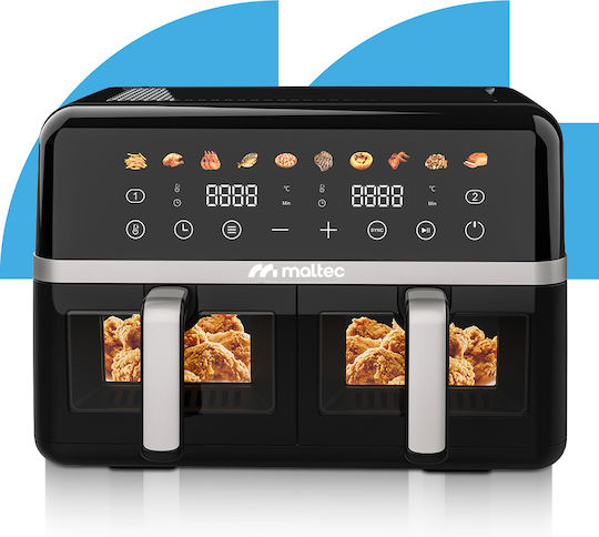 MalTec Еър фрайър с двойна подвижна кошница 10 л Черно