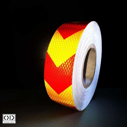 Reflective Adhesive Tape Cars Trucks Trailers Objects Red Yellow Pvc Size 5 Cm X 25 Meters Original Deals