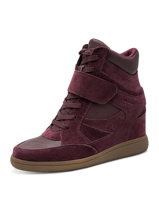 Ghete Dama de Piele cu Platformă Burgundy
