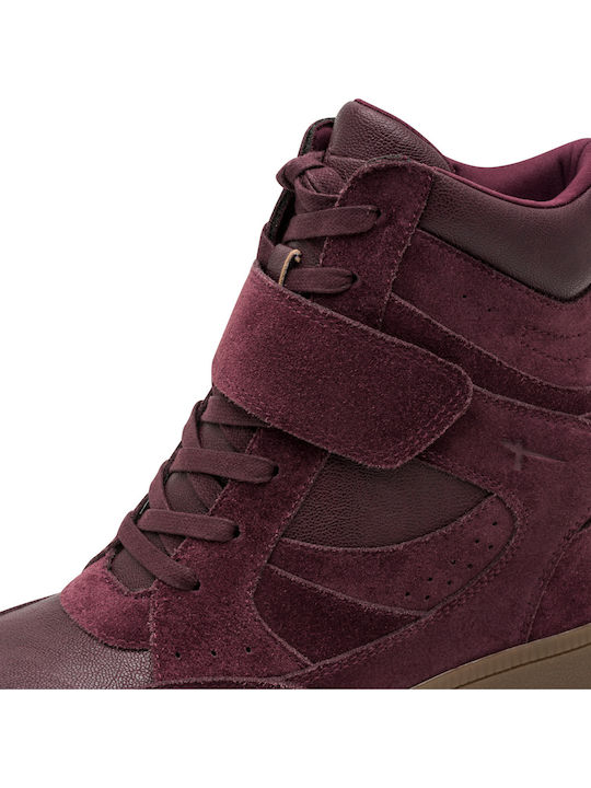 Ghete Dama de Piele cu Platformă Burgundy
