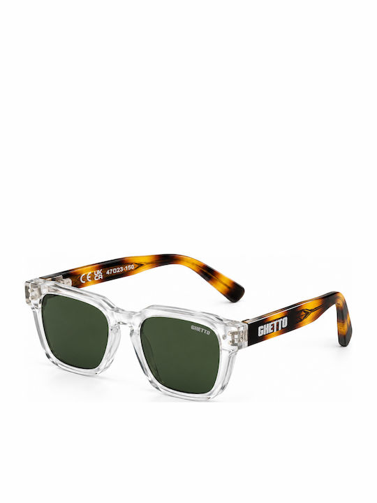 Unisex Γυαλιά Ηλίου με Κοκκάλινο Σκελετό Clear / Dark Green