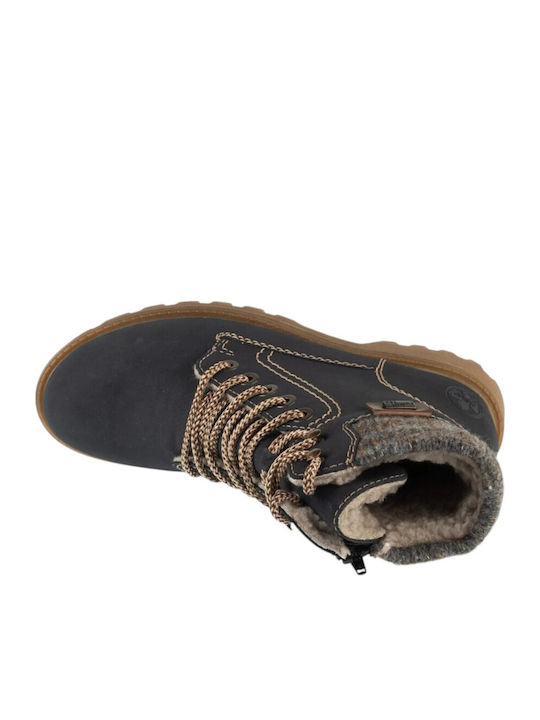 Leder Damen Kampfstiefel Blau