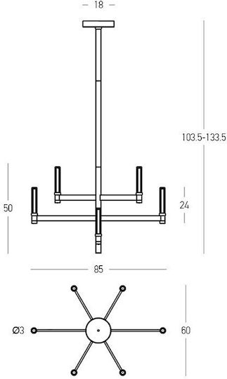 Zambelis Lights Κρεμαστό Φωτιστικό Μπρούτζινο LED 85x60x133.5εκ.