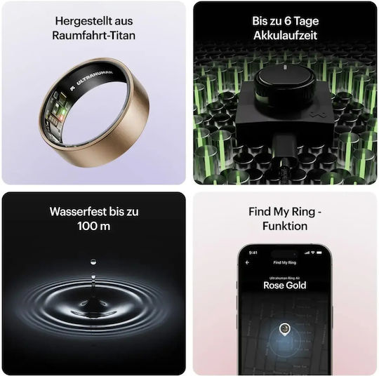 Ultrahuman Air Smart Ring 16.1mm Rezistent la Apă cu Monitor de Puls Rose Gold