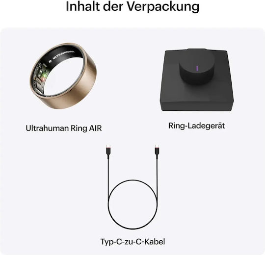Ultrahuman Air Smart Ring 24.9mm Waterproof with Heart Beat Monitor Bionic Gold