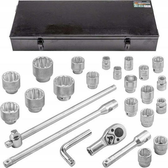 Rockforce Ratschen- und Steckschlüssel-Set 3/4" 26 Stück