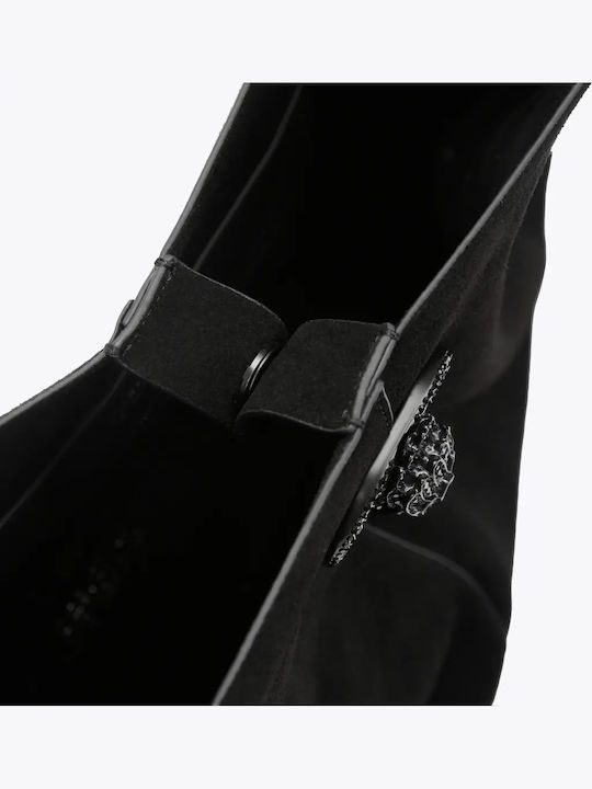 Chelsea Γυναικεία Hobo Τσάντα Suede Μαύρη