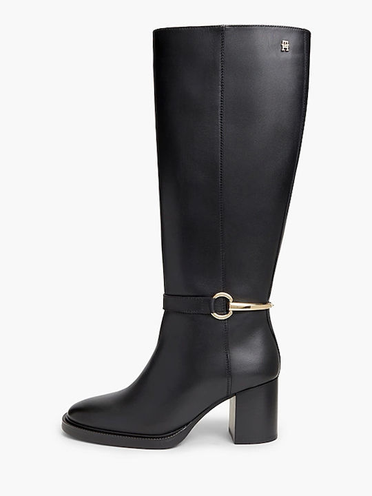 Schwarze Damen-Lederreitstiefel