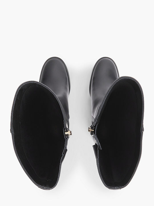Schwarze Damen-Lederreitstiefel